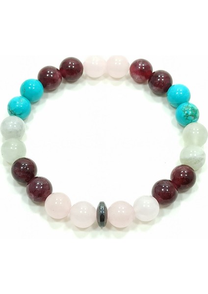 Cazibe Bilekliği Pembe Kuvars Granat(Lal) Aytaşı Turkuaz Doğal Taş Bileklik indirimleri