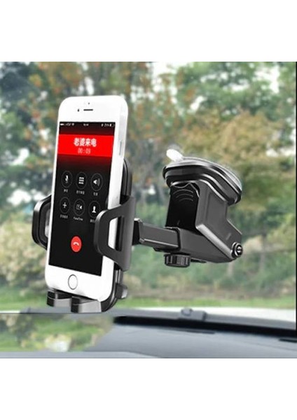 Polham Torpido Üstü ve Ön Cam Teleskopik Araç Içi Telefon Tutucu, Karbon Fiber Telefon Tutucu