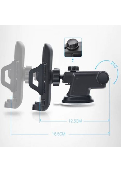Polham Torpido Üstü ve Ön Cam Teleskopik Araç Içi Telefon Tutucu, Karbon Fiber Telefon Tutucu