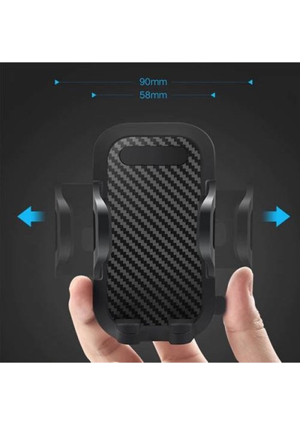 Polham Torpido Üstü ve Ön Cam Teleskopik Araç Içi Telefon Tutucu, Karbon Fiber Telefon Tutucu
