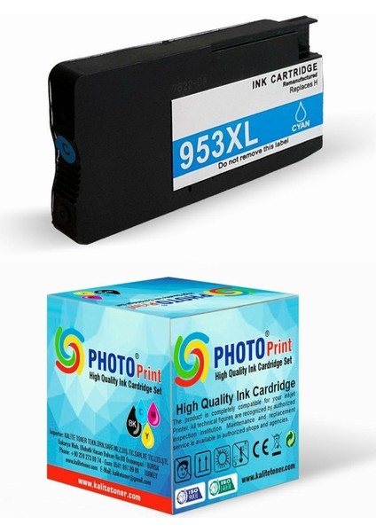 953XL F6U16AE 8725 Uyumlu Mavi Muadil Kartuş 1.500 Sayfa