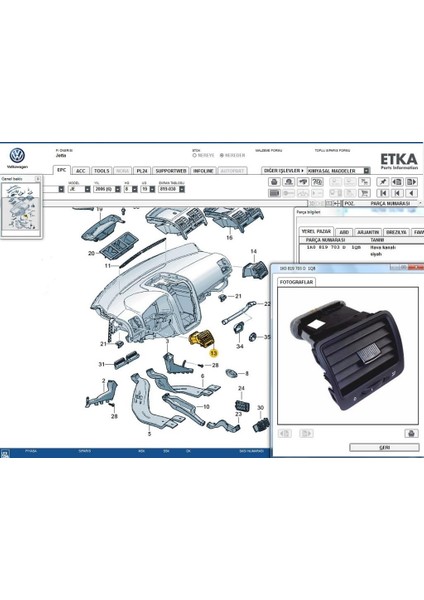 Jetta Mk5 (2006 -- 2010) Sol Ön Havalandırma Izgarası 1K0819703D / 1K0819703