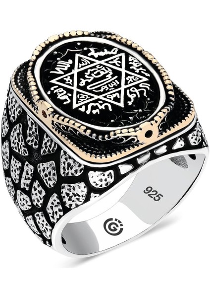 925 Ayar Gümüş Süleyman Mührü Davud Yıldızı Taşsız Erkek Yüzük fiyatları