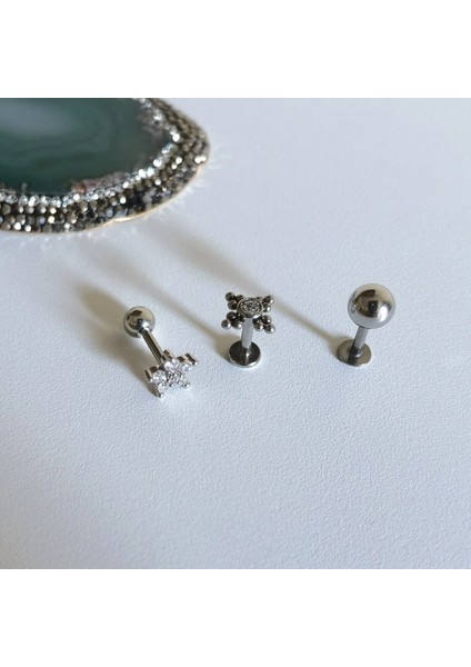 Cerrahi Çelik Piercing Set- 3 Adet - 6 mm modelleri