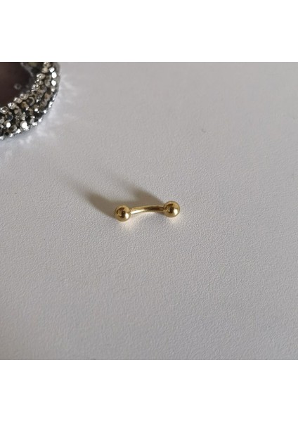 %100 G23 Titanyum Gold Muz Piercing - Bar Uzunluğu 6 Mm- 1 Adet