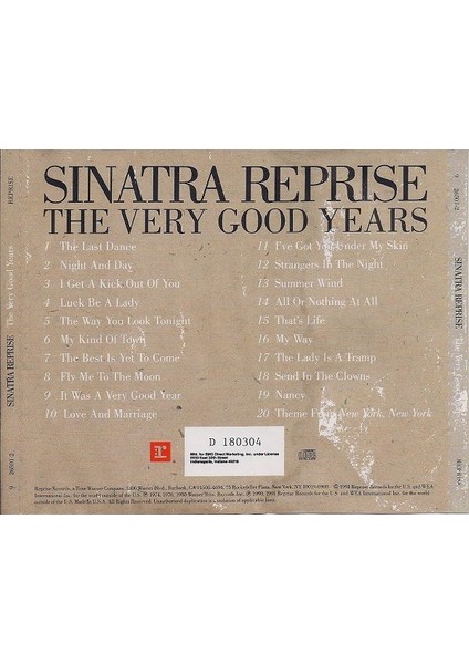 Frank Sinatra – Sinatra Reprise: The Very Good Years CD fiyatları
