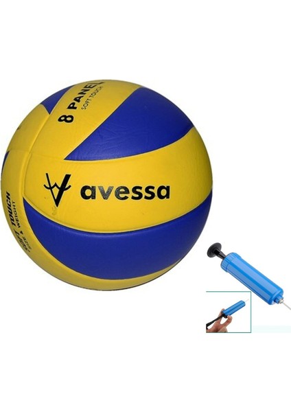 VL400 Voleybol Topu 8 Panel Sarı Mavi 5 Numara Voleybol Topu + Top Pompası