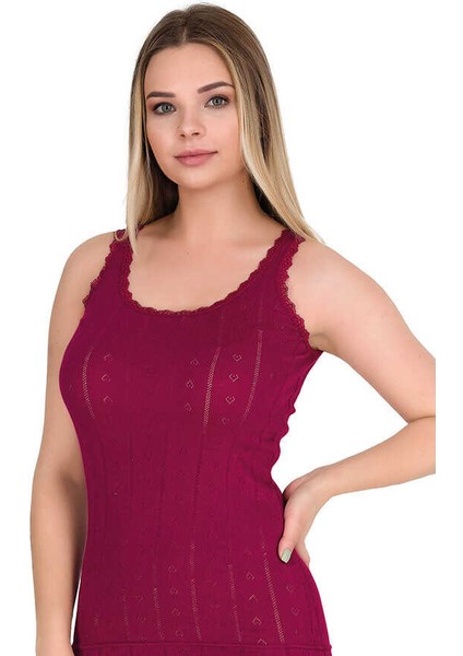 8049 Kadın Dantelli Yaka Kalın Askılı Atlet