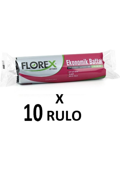 Florex Klasik Seri Battal Boy ( 72X95 cm ) Siyah Çöp Poşeti 10 Rulo 10*10=100