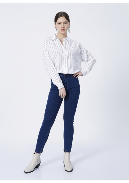 K-SKY Yüksek Bel Skinny Fit İndigo Kadın Denim Pantolon