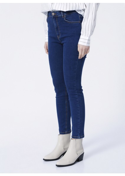 K-SKY Yüksek Bel Skinny Fit İndigo Kadın Denim Pantolon