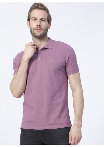 Nobro K Polo Yaka Regular Fit Düz Lila Erkek T-Shirt
