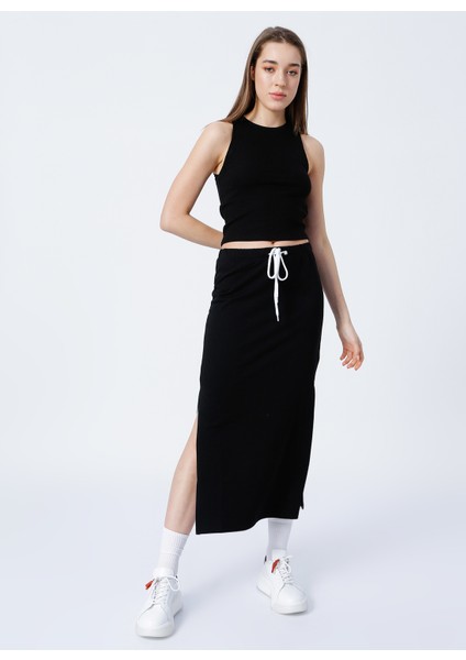 Bisiklet Yaka Fitilli Siyah Kadın Atlet K-BERN