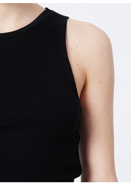 Bisiklet Yaka Fitilli Siyah Kadın Atlet K-BERN modelleri