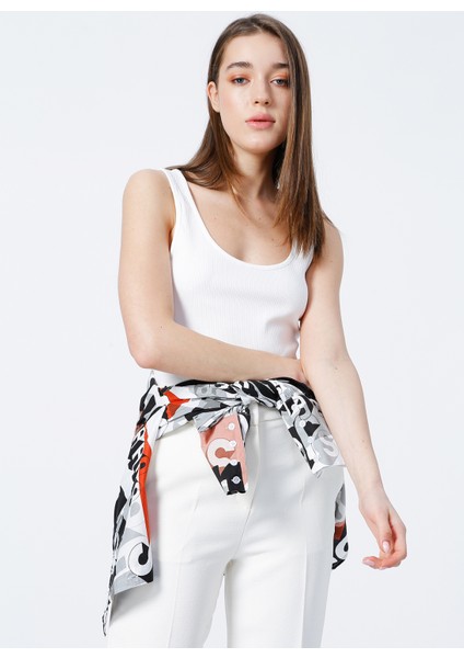 U Yaka Fitilli Beyaz Kadın Atlet K-LORKA modelleri