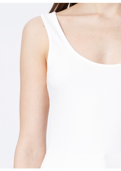 U Yaka Fitilli Beyaz Kadın Atlet K-LORKA fırsatları