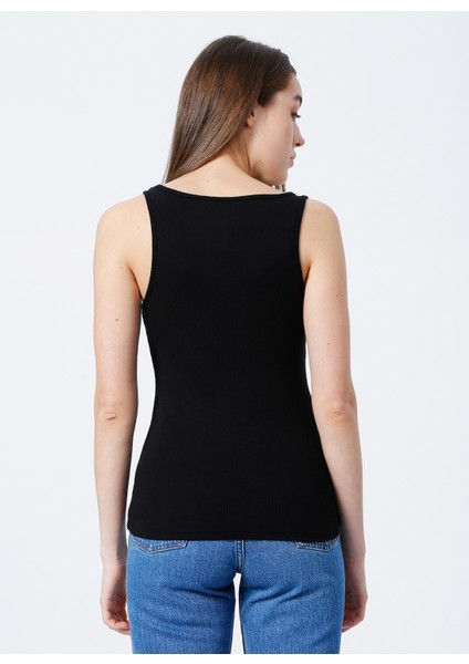 U Yaka Fitilli Siyah Kadın Atlet K-LORKA modelleri