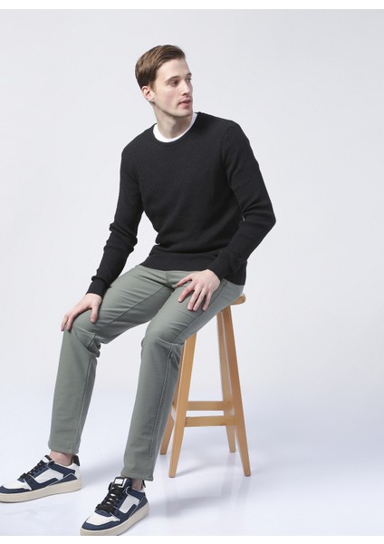 Benjamin-F Bisiklet Yaka BasicJakarlı Siyah Erkek Kazak indirimleri