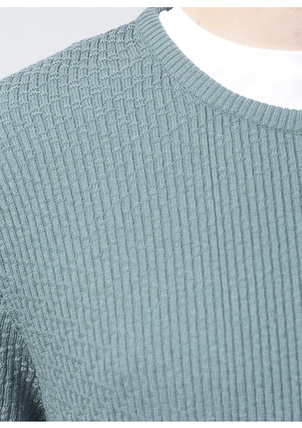 Benjamin-F Bisiklet Yaka BasicJakarlı Mint Erkek Kazak fiyatları