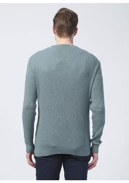 Benjamin-F Bisiklet Yaka BasicJakarlı Mint Erkek Kazak modelleri