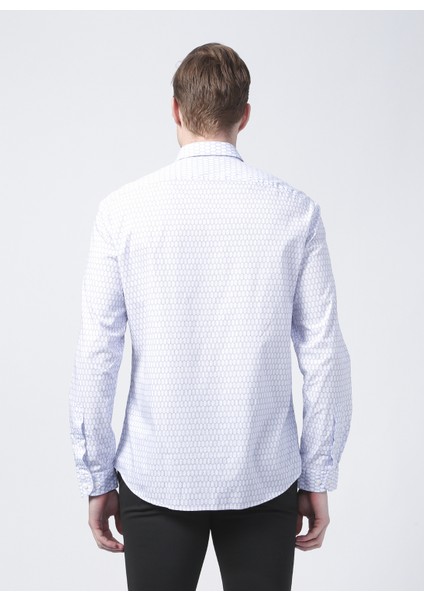 Gm1007100425 Klasik Yaka Slim Fit Düz Mavi Erkek Gömlek modelleri