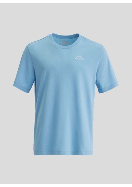 Logo Cafers Erkek Açık Mavi Regular Fit Tişört