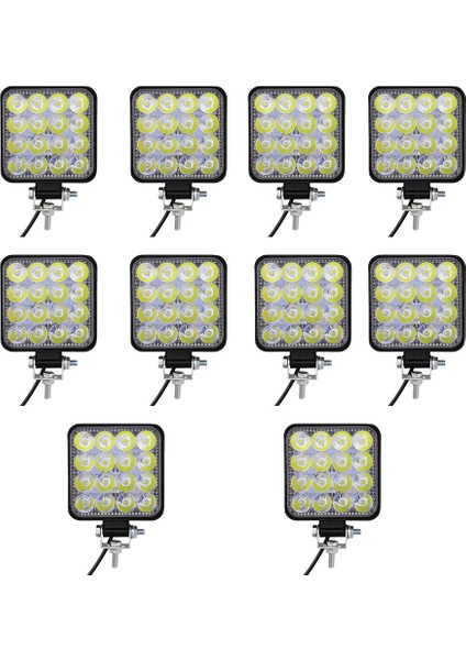 10 Adet Araba Çalışma Işığı 48 W 16LED Işık Çubuğu Mını Sürüş Sis Lambaları Suv Atv Off-Road Için Süper Parlak Çatı Spot (Yurt Dışından)