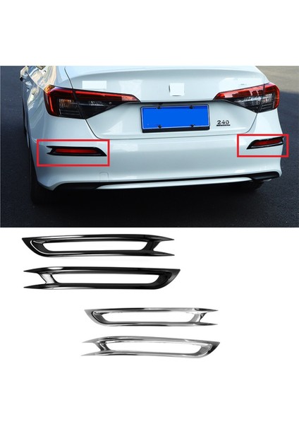 11. Nesil Honda Civic 2022 Için Araba Arka Sis Işık Lambası Dekoratif Çerçeve Kapak Trim Sticker Dış Aksesuar, Siyah (Yurt Dışından) fiyatları