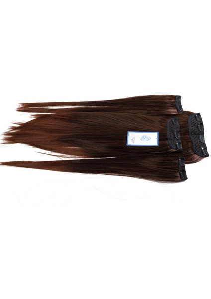 Kahve Kızıl Ombreli Çıt Çıt Takım - Uzun Düz Sentetik Çıt Çıt Takım - Rp10055b-T1b.33t
