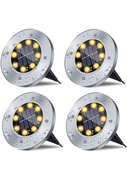 Solar Zemin Işıkları Suya Dayanıklı Solar Bahçe Işıkları -4 Paket Sıcak Işık (Yurt Dışından)