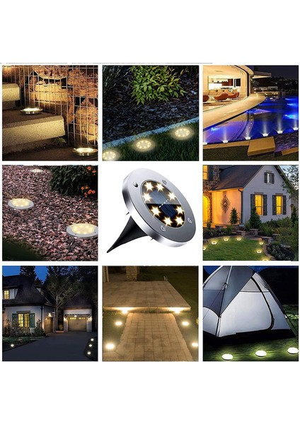 Solar Zemin Işıkları Suya Dayanıklı Solar Bahçe Işıkları -4 Paket Sıcak Işık (Yurt Dışından)
