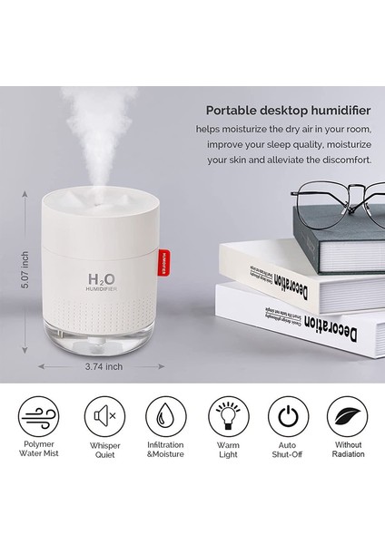 500ML USB Cool Mist Nemlendirici-Beyaz (Yurt Dışından)