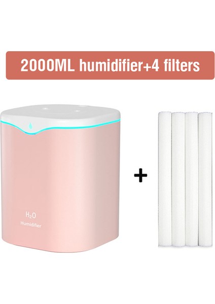 2000ML USB Hava Nemlendirici Çift Püskürtme Bağlantı Noktası-Pembe (Yurt Dışından)