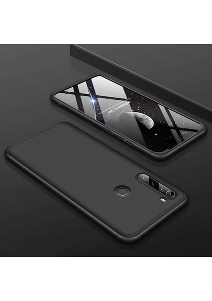Xiaomi Redmi Note 8 Kılıf Kamera Korumalı 3 Parça Ays Sert Plastik Siyah