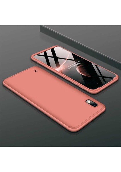 Samsung Galaxy A10 Kılıf Kamera Korumalı 3 Parça Ays Sert Plastik Rose Gold