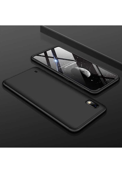 Samsung Galaxy A10 Kılıf Kamera Korumalı 3 Parça Ays Sert Plastik Siyah