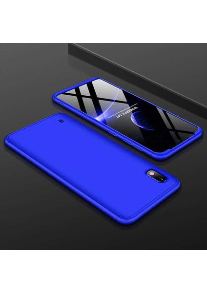 Samsung Galaxy A10 Kılıf Kamera Korumalı 3 Parça Ays Sert Plastik Mavi