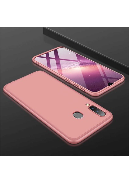 Samsung Galaxy A70 Kılıf Kamera Korumalı 3 Parça Ays Sert Plastik Rose Gold