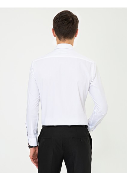 Erkek Beyaz Slim Fit Uzun Kollu Klasik Gömlek 50251670-VR013