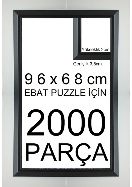 Plus Siyah 2000 Parça 96X68 Ebatında Piramit Modeli Puzzle Çerçevesi