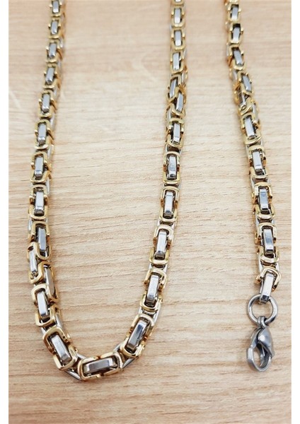 Çelik Kral Kolye ve Bileklik Set Iki Renk Altın Livs ÇK-29-0011