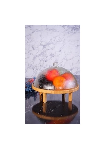 Kuga Cam Kapaklı Kek Fanusu Ayaklı 30 cm