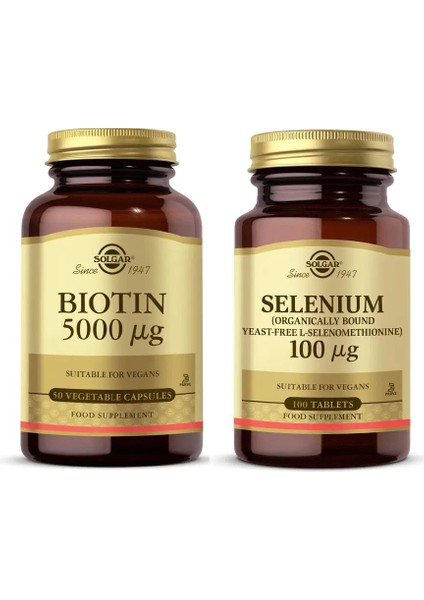 Biotin 5000 Mcg 50 Kapsül+Solgar Selenium 100 Tablet