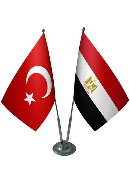 Mısır Masa Bayrağı Krom Direkli Ikili Bayrak