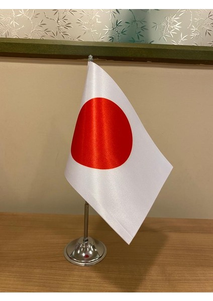 Japonya Masa Bayrağı Krom Direkli Tekli Bayrak
