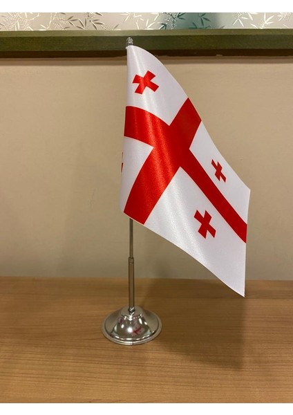 Gürcistan Masa Bayrağı Krom Direkli Tekli Bayrak