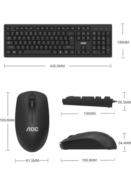 Kablosuz Su Geçirmez Klavye ve Mouse Seti Siyah (Yurt Dışından)