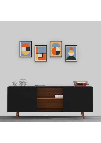 Geometrik Stil 4 Parça Mdf Tablo