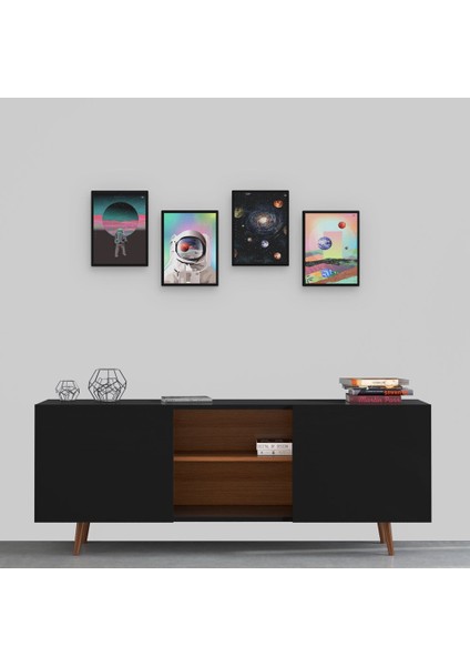 Astronot 4 Parça Mdf Tablo