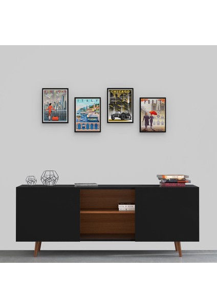 City Of World 4 Parça Mdf Tablo
